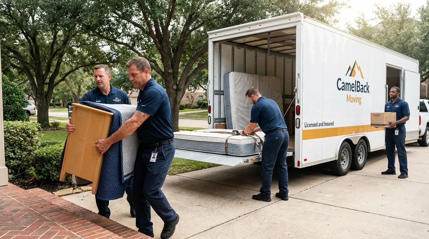 Crew loading residential truck for cross-state move from Rose Hill, VA
