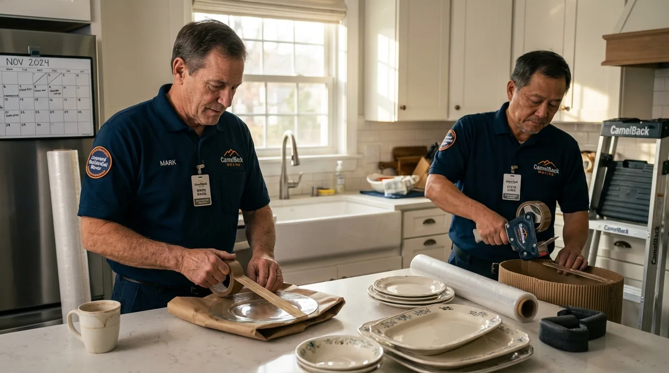 Professional crew packing kitchen dishware in Rose Hill, VA